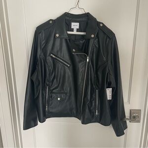 NEW Nine West Imitation Black Leather Jacket, Women’s Size 3X
